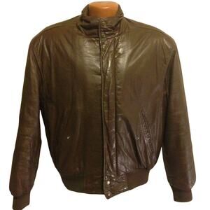 Vintage Members Only Leather Bomber Jacket Mens 42 Sherpa Lining